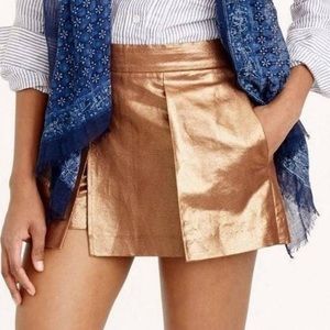 JCrew bronze metallic linen skort size 2